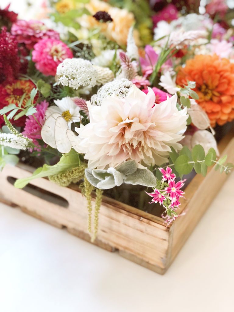 Summer blooms with dahlias and zinnias